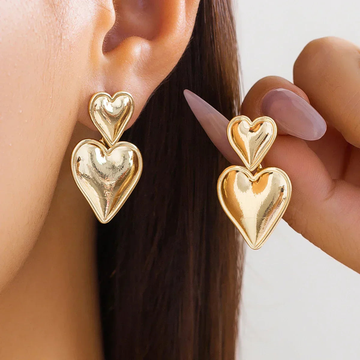 Valenzora | Stylish Double Heart Drop Earrings for Women