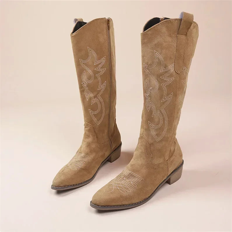 Valenzora | Knee-high cowboy boots Embroidery detail
