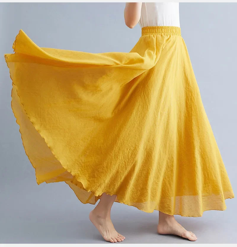 Valenzora | Fashion Cotton Linen Clothing Women's Skirts Maxi Y2K Elegant Beach Saia Ropa Mujer Casual Dress Boho Long Skirts Faldas Harajuku