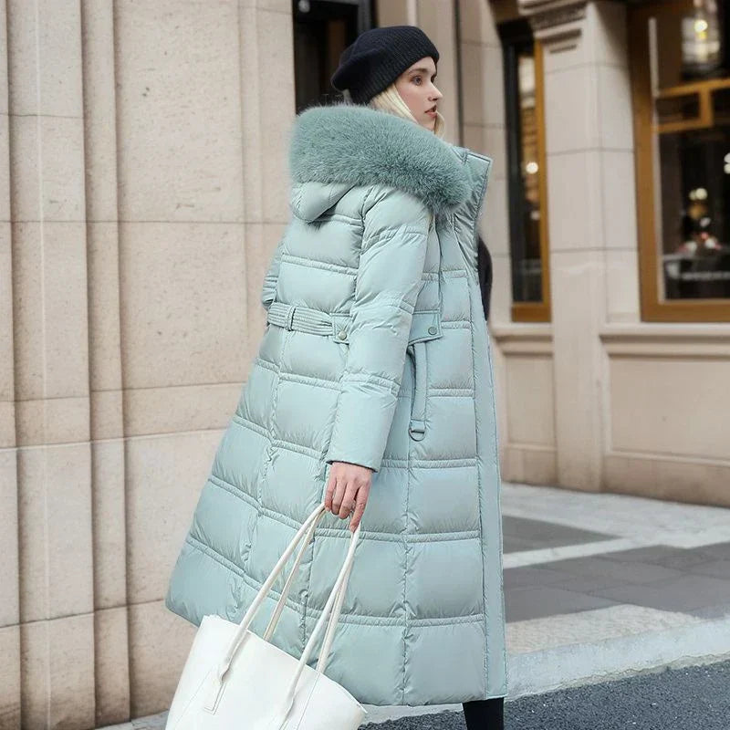 Valenzora - Winter jacket with fur collar and belt