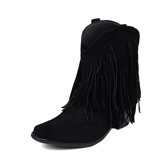 Valenzora | Cowboy ankle boots with fringe tassel