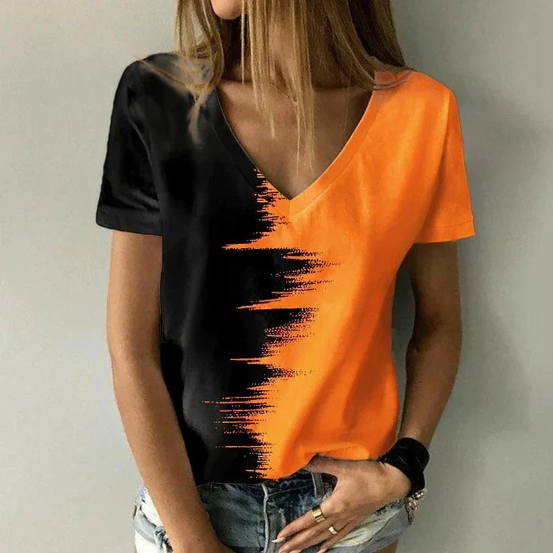 Valenzora | V-Ausschnitt T-Shirt mit kurzen Ärmeln