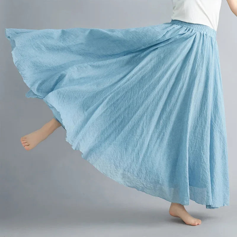 Valenzora | Fashion Cotton Linen Clothing Women's Skirts Maxi Y2K Elegant Beach Saia Ropa Mujer Casual Dress Boho Long Skirts Faldas Harajuku
