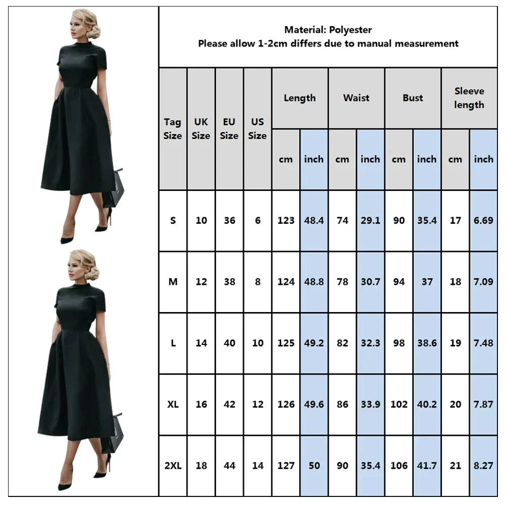 Valenzora | Women's Elegant Black Dress, Half-High Collar, High Waist, A-Line Dresses, Slim Fit Dress, Office Dress, Female Solid Vestidos
