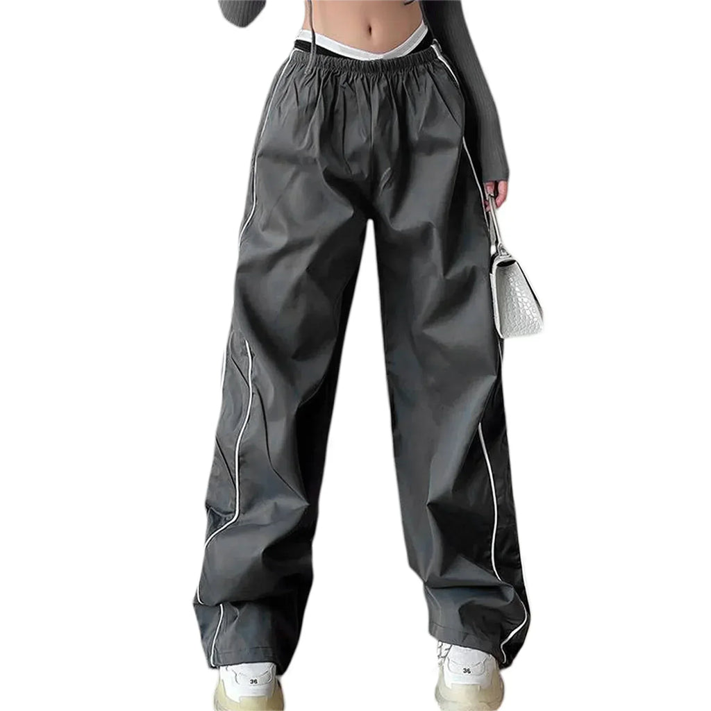 Valenzora | Women's Y2K Elastic Waist Cargo Pants Loose Solid Color Jogging Pants Tracksuit Bottoms with Pockets Streetwear