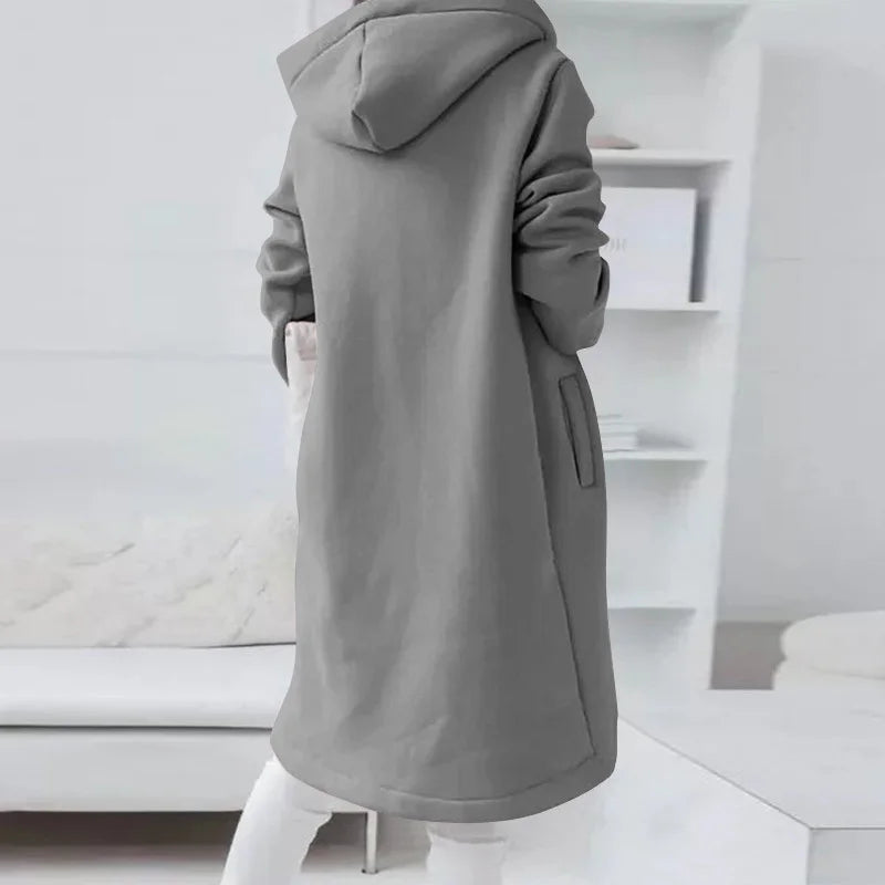 Valenzora | Hooded cardigan with curved hem