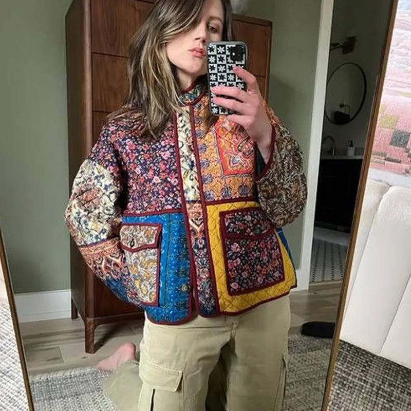 Valenzora | Vintage Patchwork Quilted Jacket for Women