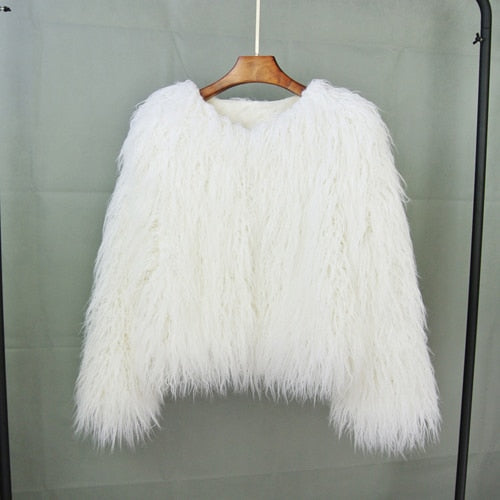 Valenzora coat for women, thick, warm faux fur coat