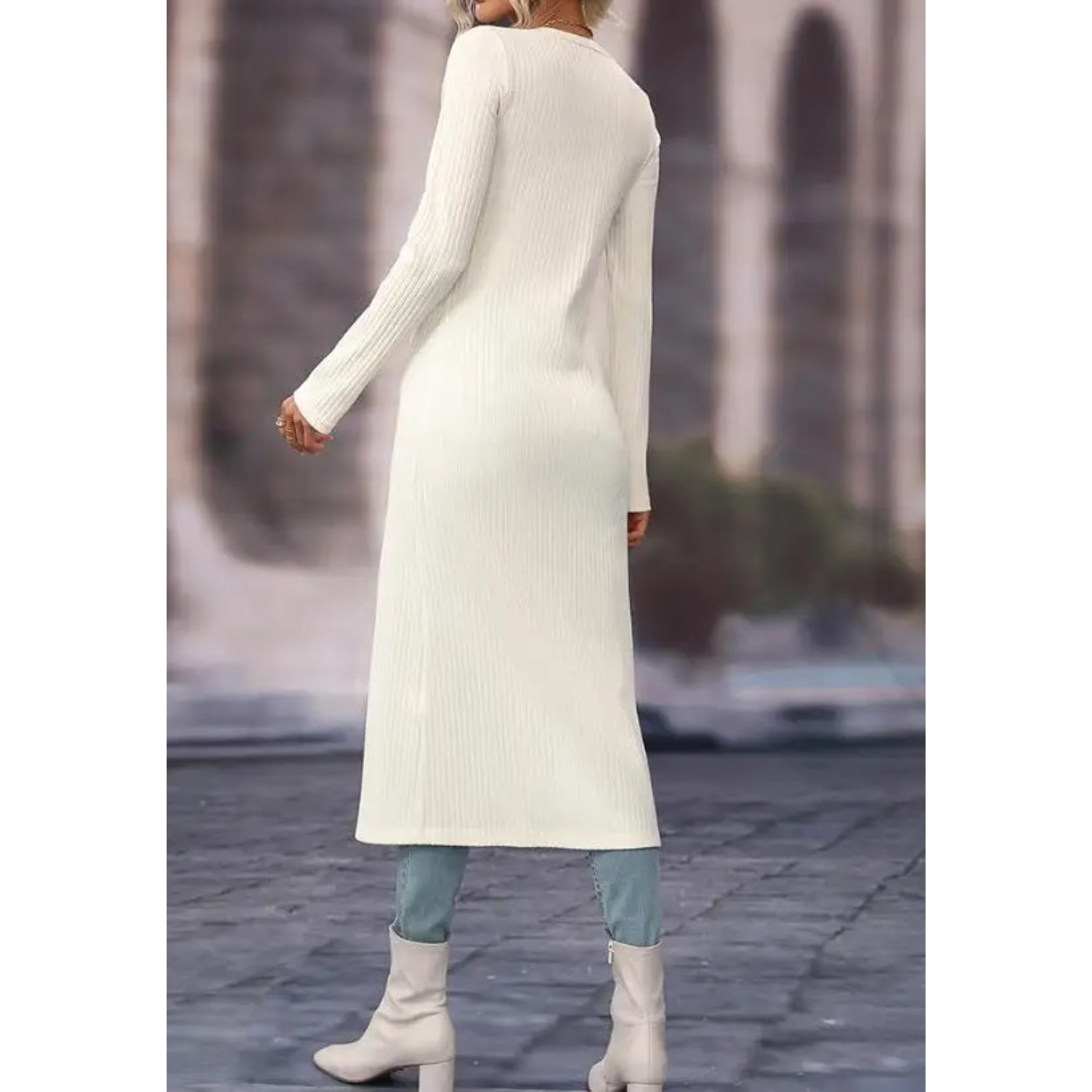 Valenzora | Fit V-neck With button Long summer jacket