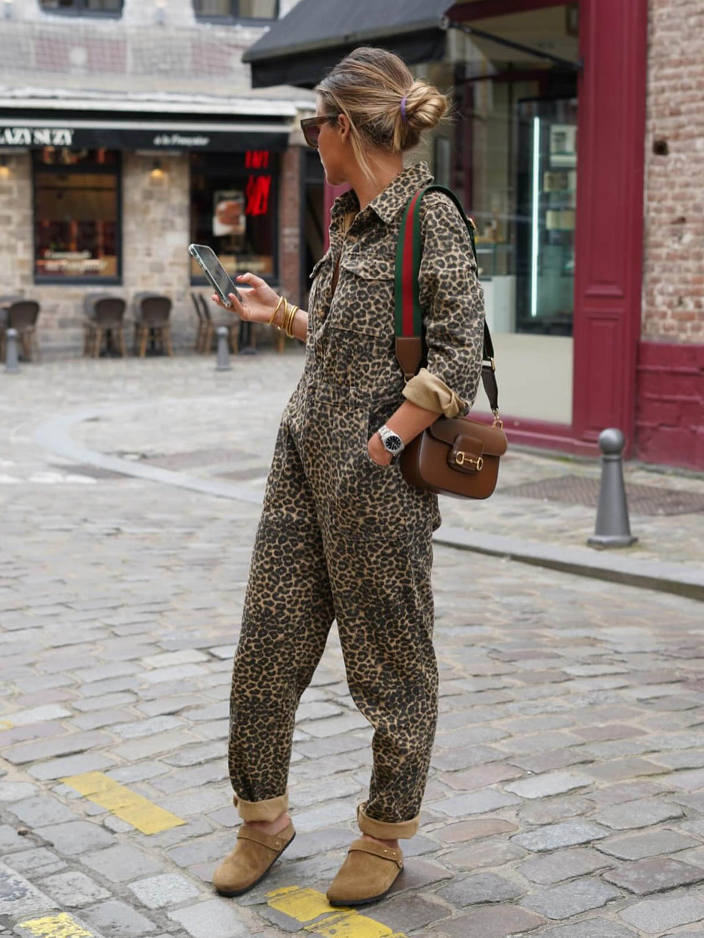 Valenzora | Bedruckter Langarm-Jumpsuit