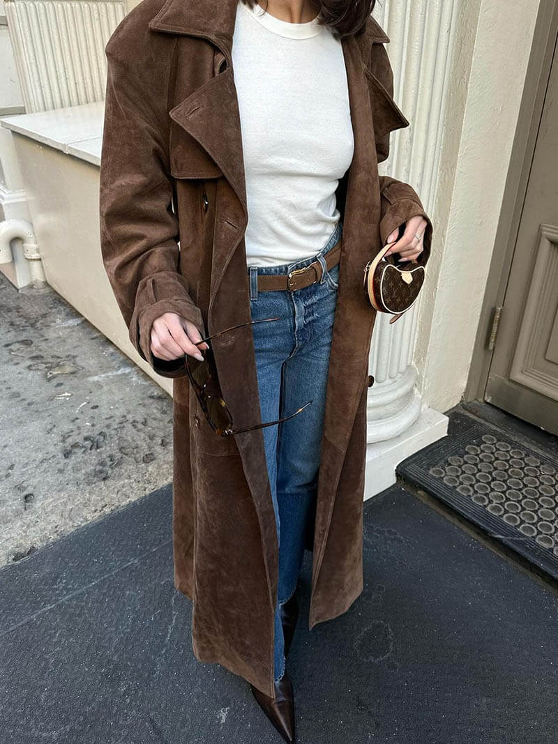 Valenzora | Timeless suede trench coat for an elegant flair