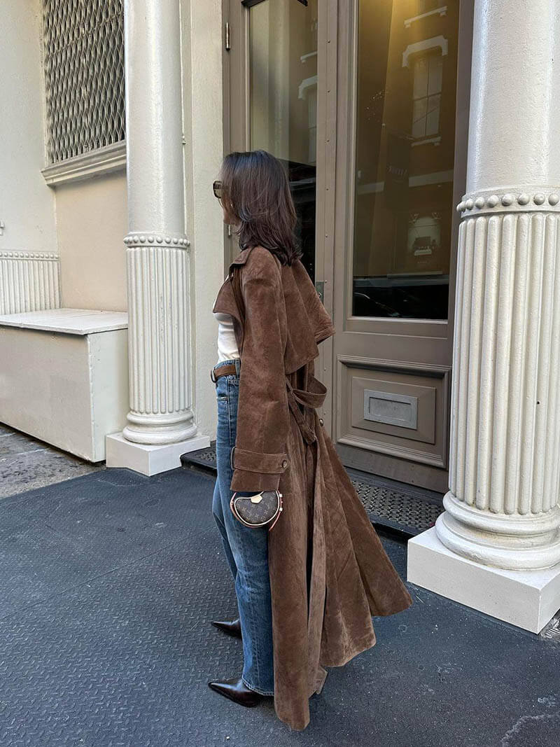 Valenzora | Timeless suede trench coat for an elegant flair