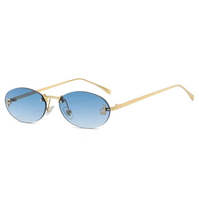 Valenzora | Ovale Sonnenbrille mit goldenen Akzenten und dezenten Steinen