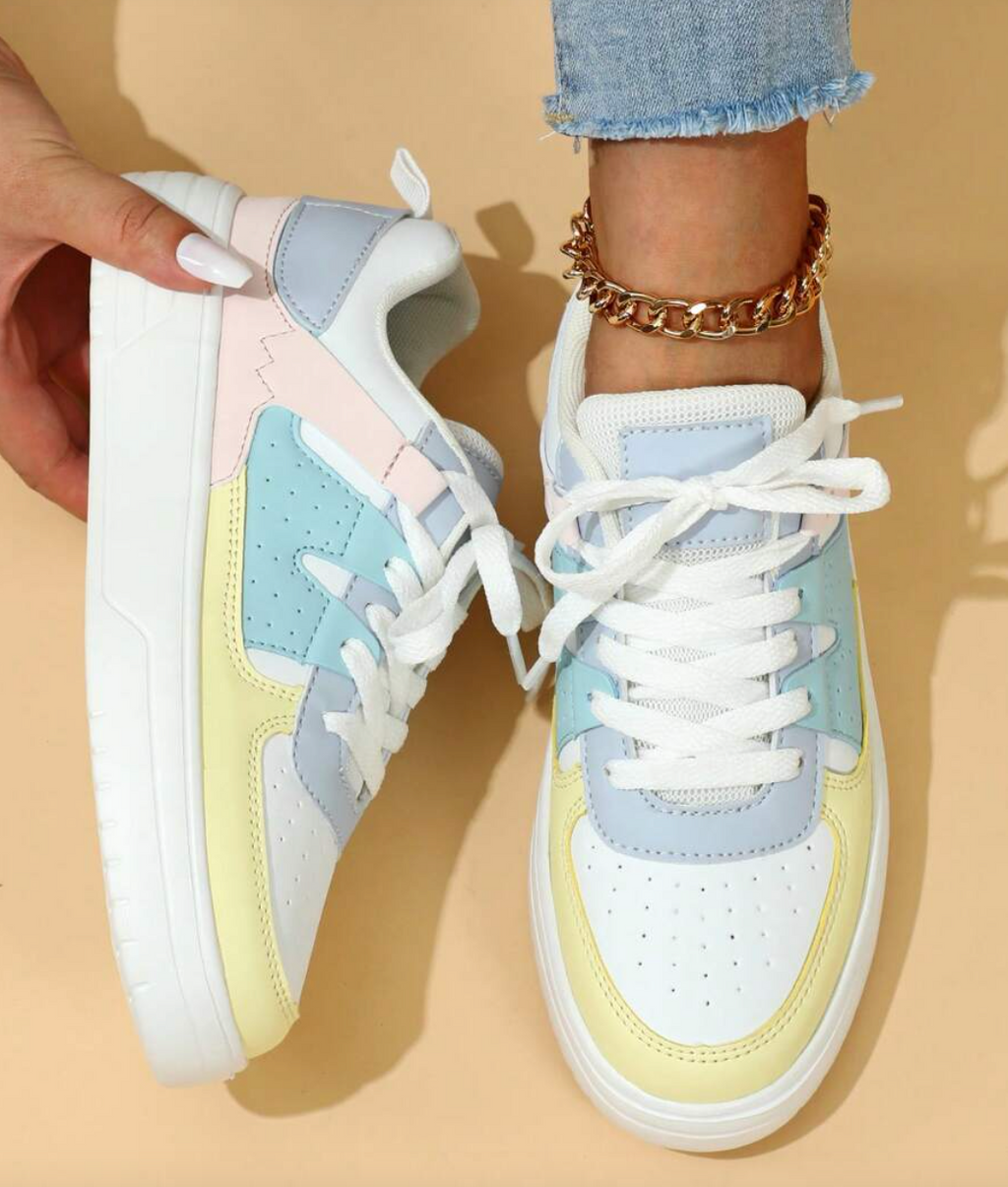Valenzora | Pastel-colored colorblock sneakers with chunky soles for women