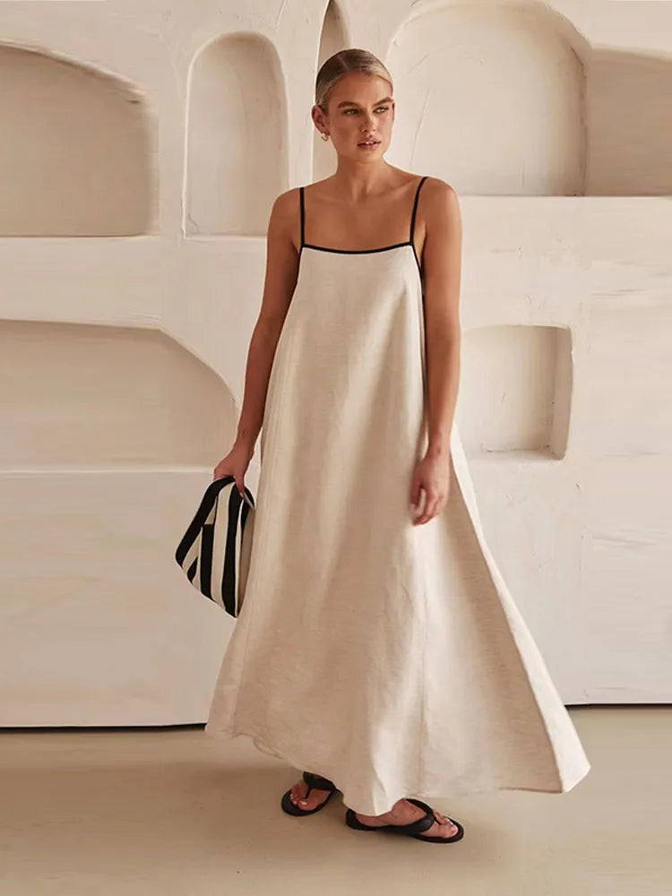 Valenzora | Elegantes Leinen-Baumwollkleid mit Rückenschlitz