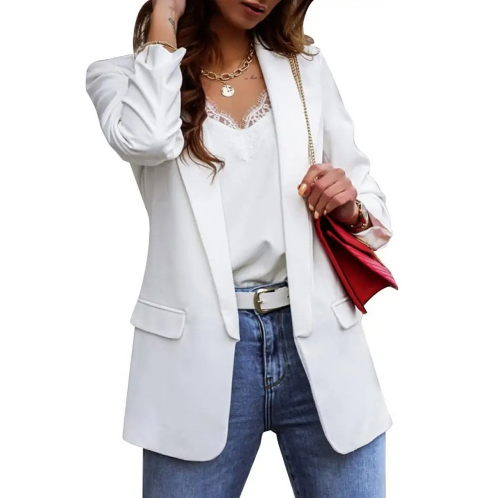Valenzora | Solid color jacket, modern women's blazer with lapels and long sleeves