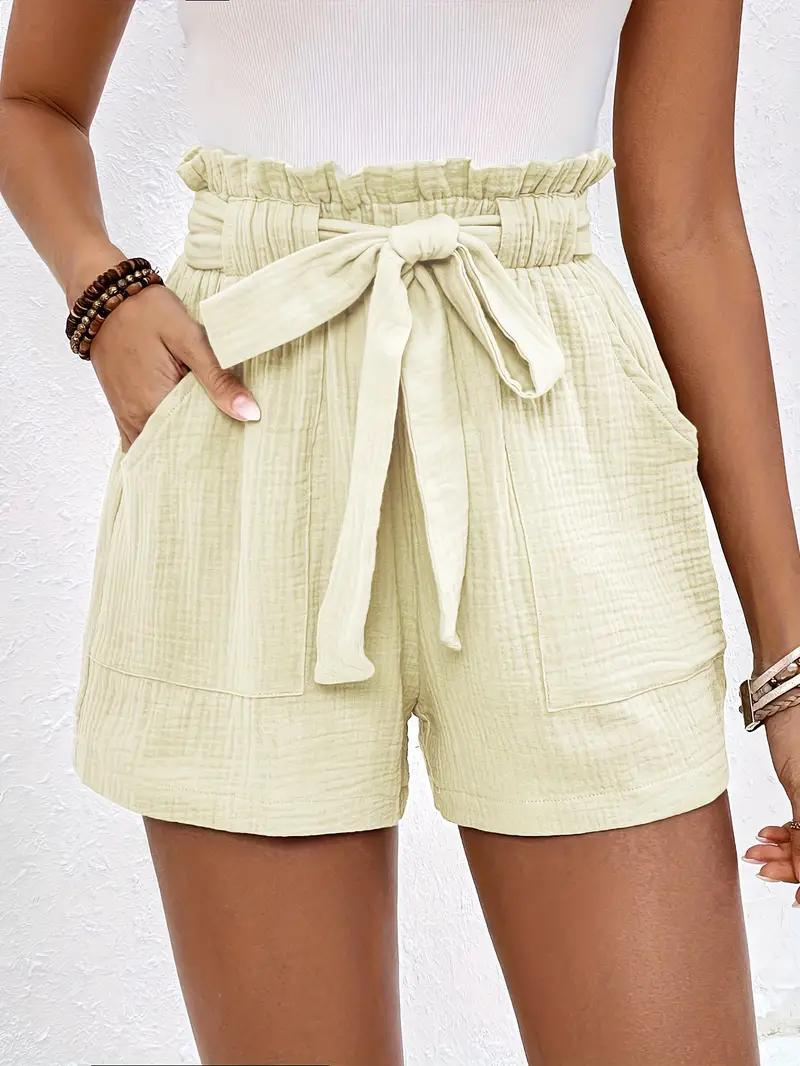 Valenzora | Shorts with belt, loose fit, high-waisted shorts, mini shorts