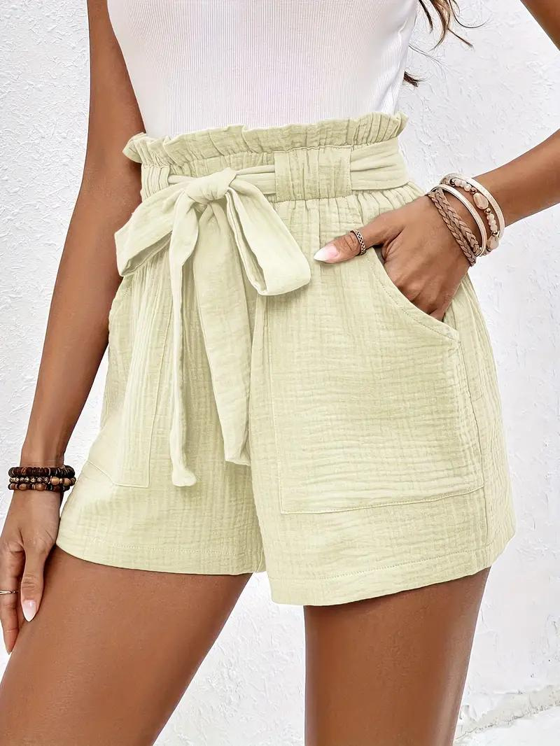 Valenzora | Shorts mit Gürtel, locker geschnitten, High-Waist-Shorts, Mini-Shorts