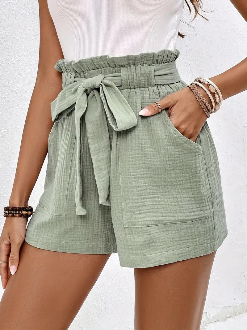 Valenzora | Shorts mit Gürtel, locker geschnitten, High-Waist-Shorts, Mini-Shorts