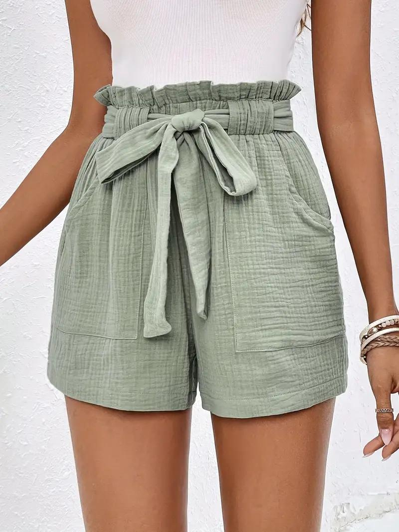 Valenzora | Shorts with belt, loose fit, high-waisted shorts, mini shorts