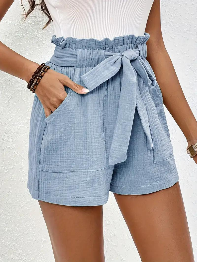 Valenzora | Shorts mit Gürtel, locker geschnitten, High-Waist-Shorts, Mini-Shorts
