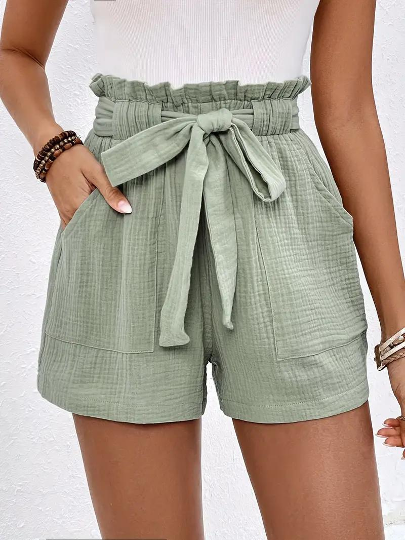 Valenzora | Shorts with belt, loose fit, high-waisted shorts, mini shorts