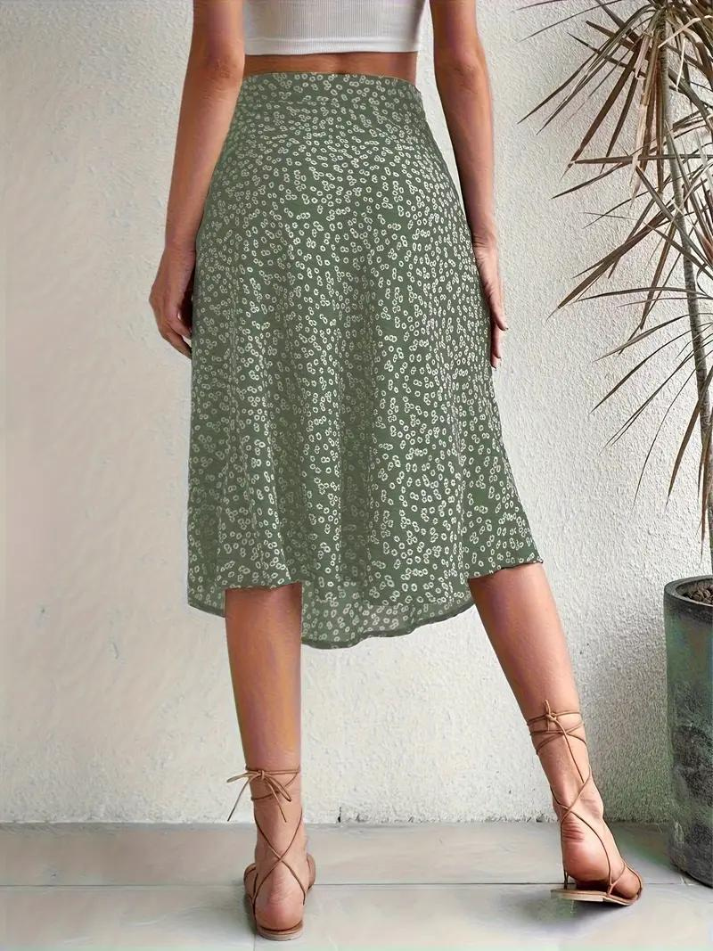 Valenzora | Summer skirt, floral, split, midi skirt, high-waisted skirt