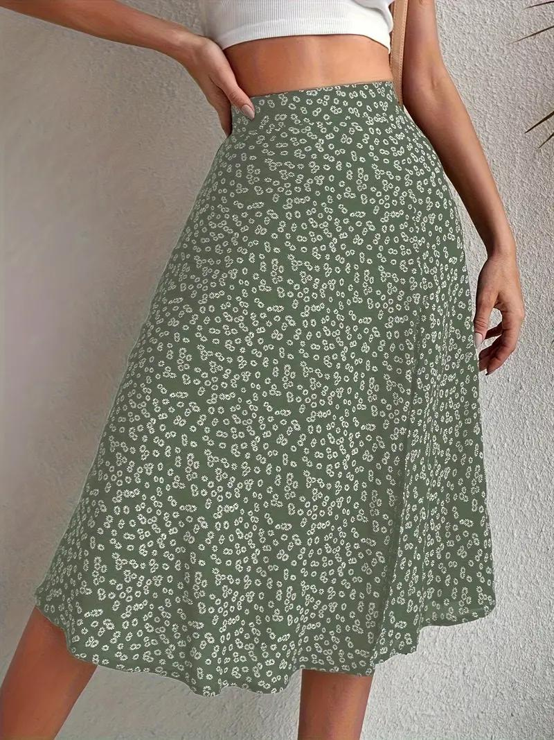 Valenzora | Summer skirt, floral, split, midi skirt, high-waisted skirt