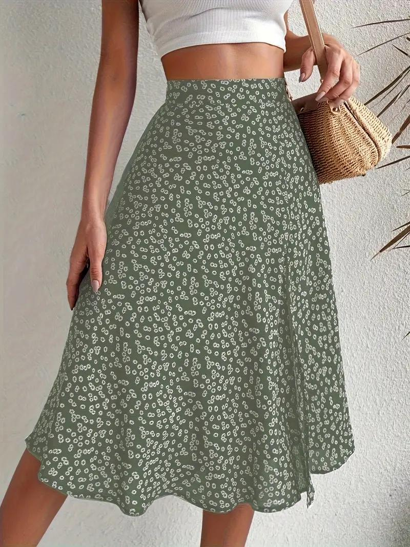 Valenzora | Summer skirt, floral, split, midi skirt, high-waisted skirt