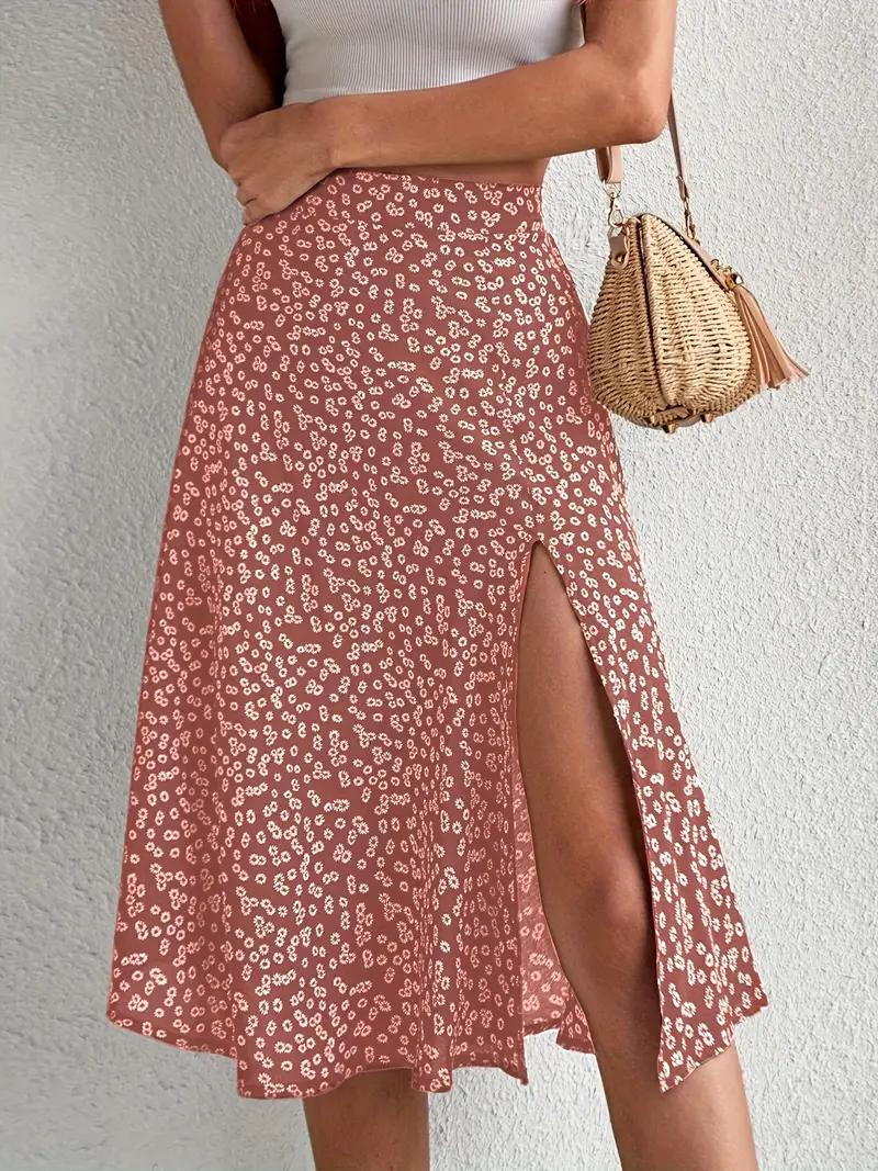 Valenzora | Summer skirt, floral, split, midi skirt, high-waisted skirt
