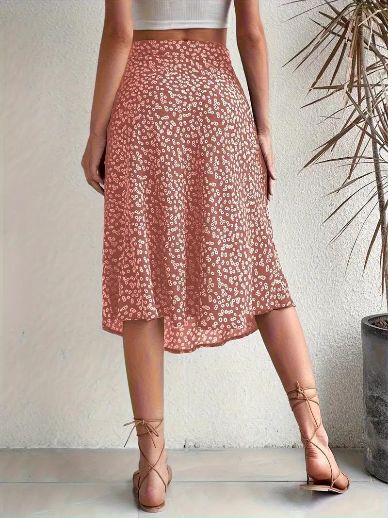 Valenzora | Summer skirt, floral, split, midi skirt, high-waisted skirt