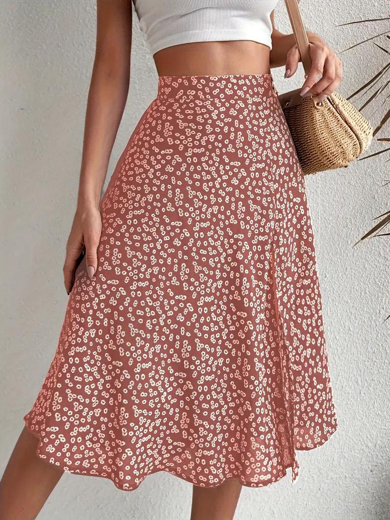 Valenzora | Summer skirt, floral, split, midi skirt, high-waisted skirt