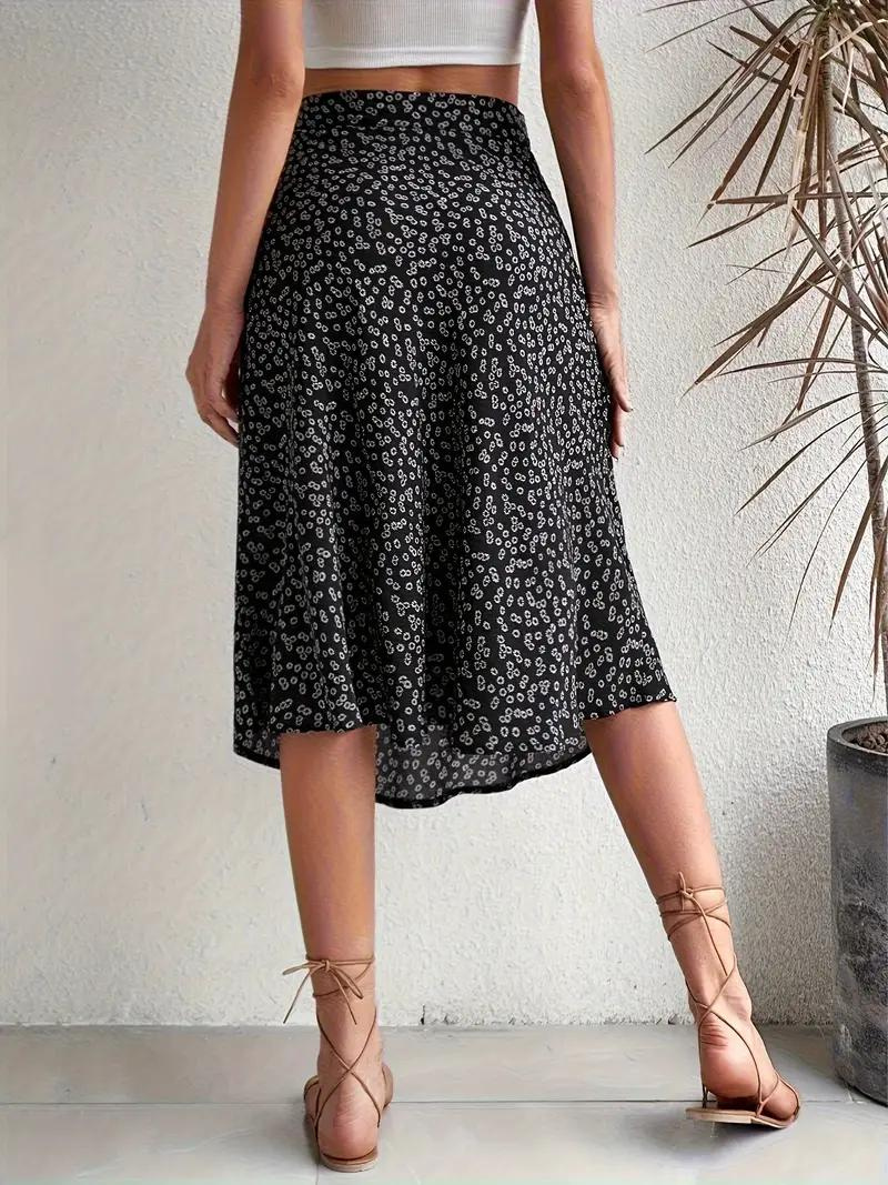 Valenzora | Summer skirt, floral, split, midi skirt, high-waisted skirt