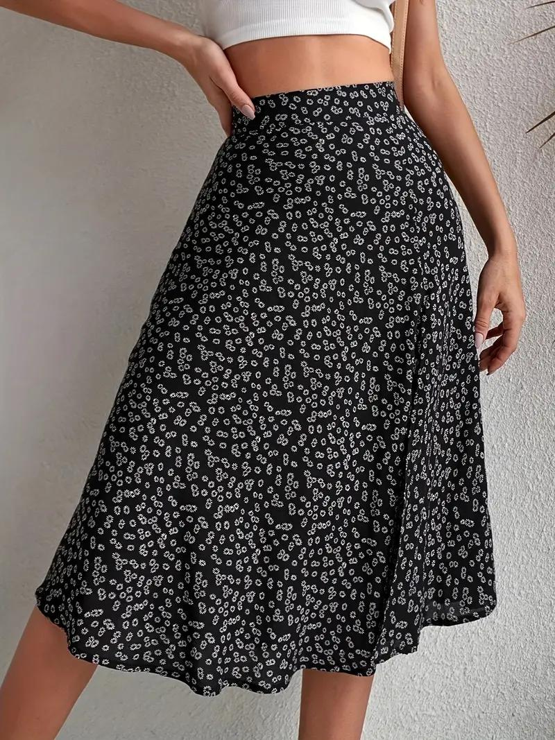 Valenzora | Summer skirt, floral, split, midi skirt, high-waisted skirt