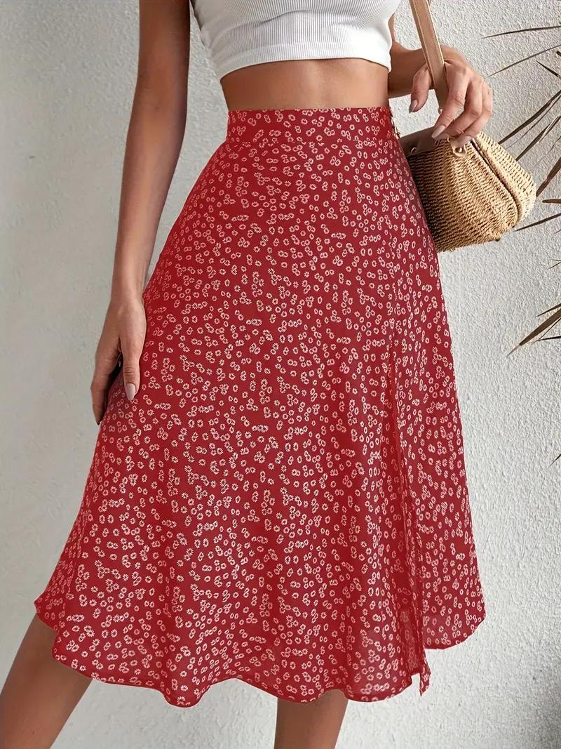Valenzora | Summer skirt, floral, split, midi skirt, high-waisted skirt