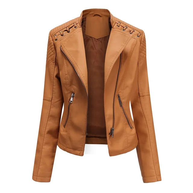 Valenzora - Glatte Lederjacke
