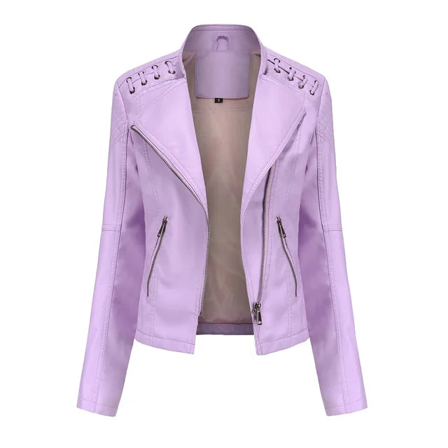 Valenzora - Glatte Lederjacke