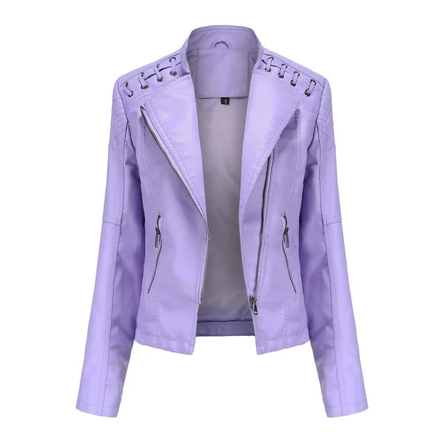 Valenzora - Glatte Lederjacke