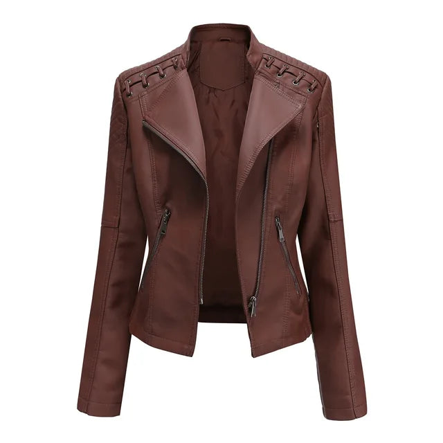 Valenzora - Glatte Lederjacke