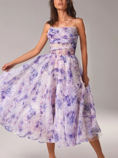 Valenzora | Asymmetrisches Kleid mit bedrucktem Gürtel