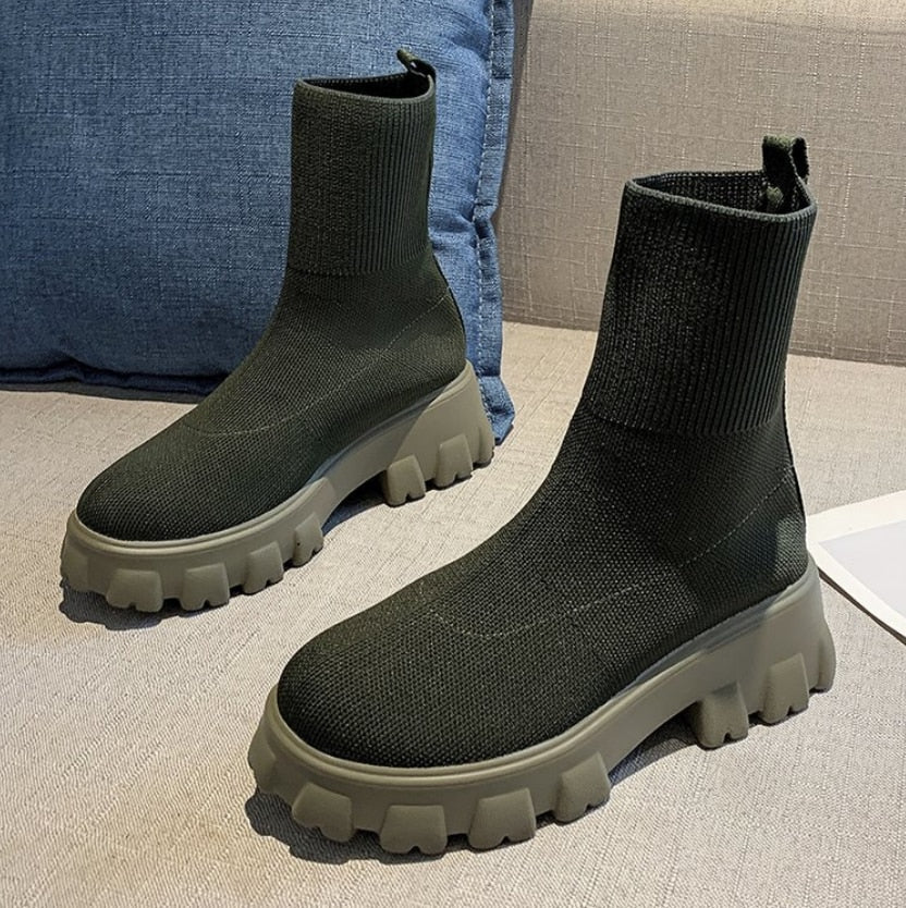 Valenzora | Chunky Plateau-Sockenstiefel Damenstiefel