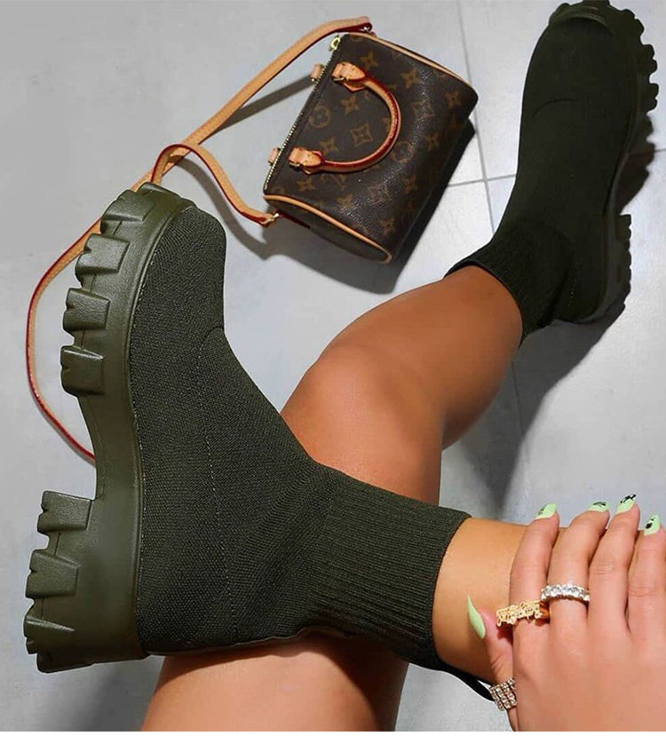 Valenzora | Chunky Plateau-Sockenstiefel Damenstiefel