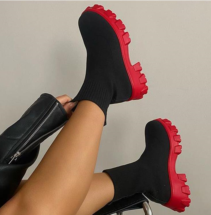 Valenzora | Chunky Plateau-Sockenstiefel Damenstiefel