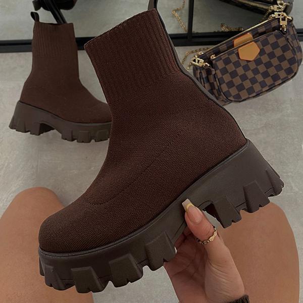 Valenzora | Chunky Plateau-Sockenstiefel Damenstiefel