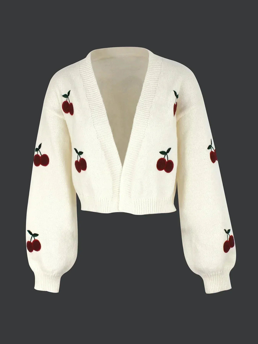 Valenzora | Kirschrot Weiß Dicke Strickjacke Damenjacke