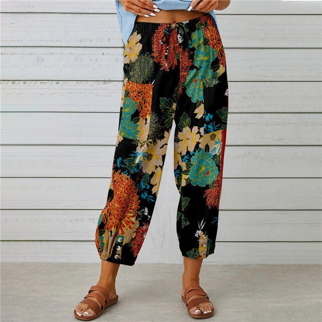 Valenzora - Sommerhose mit elastischem Bund und bedrucktem Muster