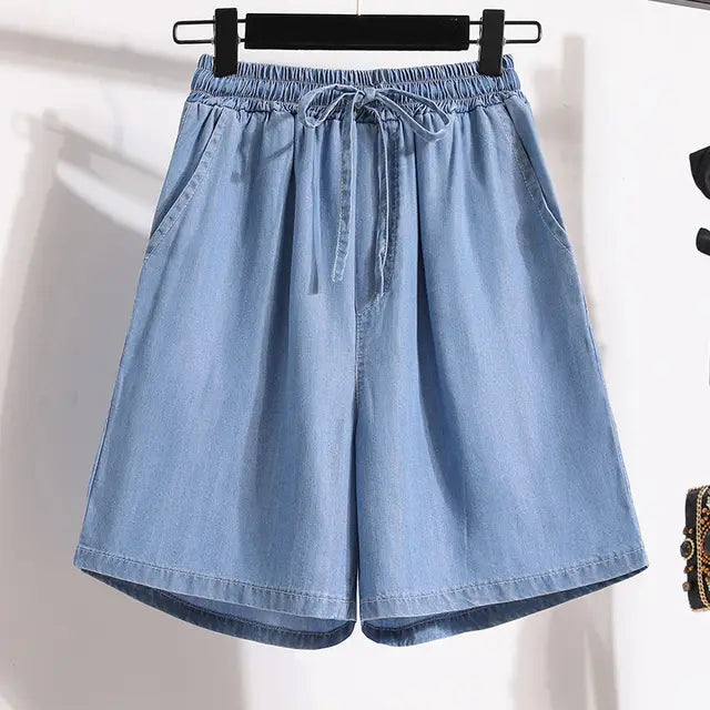 Valenzora | Wide-leg denim shorts with elastic waistband