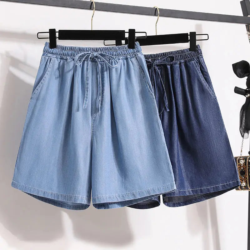 Valenzora | Wide-leg denim shorts with elastic waistband