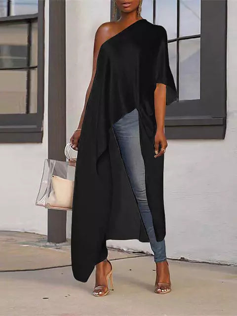 Valenzora | Women's Summer Blouse Sexy One Shoulder Party Dresses