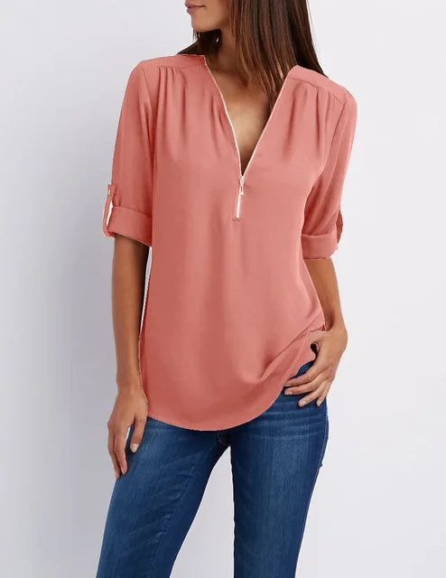 Valenzora | Modernes Zip-Top aus nachhaltiger Baumwolle